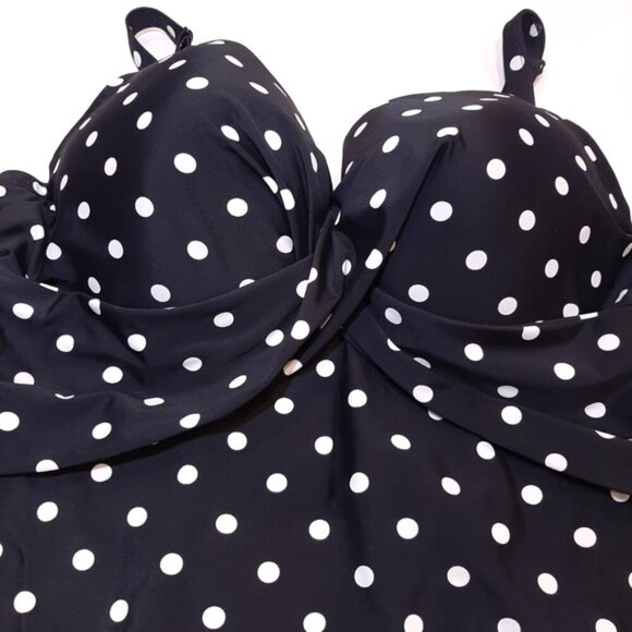 Sea Swimwear Polka Dot Tankini Top Pin Up Underwire 44DDD Bra A-Line Swing - Picture 4 of 12